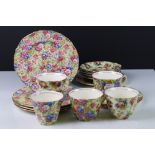 Collection of Royal Winton Chintz Teaware including Sweet Pea and Evesham pattern comprising five