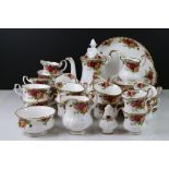 Collection of Royal Albert ' Old Country Roses ' including Coffee Pot, 6 tea cups, 8 saucers, 10