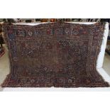 Eastern Wool Red Ground Rug with Geometric Pattern within a Border, 240cms x 176cms