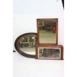 Three vintage wall mirrors to include a walnut veneered inlaid overmantel