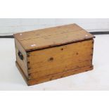 19th century Pine Blanket Box with painted interior, 70cm wide x 38cm high