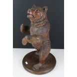 Late 19th / Early 20th century Black Forest Carved Wooden Standing Bear with glass eyes, 41cm