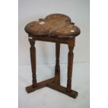 Henri II style Carved Oak Occasional Table with trefoil top, 57cm high