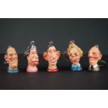 Five 1980's Spitting Image Productions Key Rings including Margaret Thatcher, Neil Kinnock, Prince