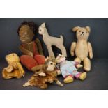 Six Vintage Soft Toys including Mickey Mouse, Norah Wellings Doll, Straw Filled Teddy, Sooty Puppet,