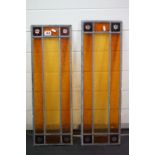 Pair of Leaded Stained Glass Windows / Panels, each 72cm x 24cm