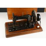 Frister & Rossman Sewing Machine contained in a square wooden inlaid case (with replaced key)