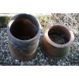 Two Terracotta Chimney Pots, tallest 50cm