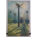 Philip Smith MBE ARCA (1928 - 2018), Acrylic or Oil Painting on Board titled ' Figures by Trees '