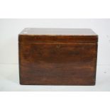 Varnished Pine Box, the hinged lid opening to a lift out tray, 52cm long x 35cm high