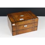 Victorian Walnut and Tunbridge ware style Inlaid Double Folding Writing Slope Box, 30cm wide