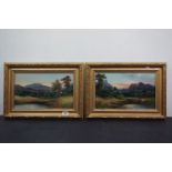 Pair of Late 19th / Early 20th century Oil Paintings on Canvas, Landscape Scenes with Castle