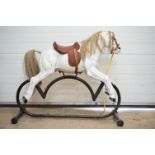 Mid century Metal Rocking Horse (lacking ears), 110cm long x 92cm high