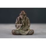 Bronze seated Buddha man, approx. 5cm tall