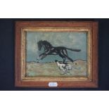 Oil painting study of horse & greyhound