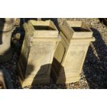 Pair of Clay Square Chimney Pots, 62cm high