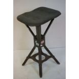 Mid 20th Century ' Evertaut ' Industrial Factory Machinists Stool raised on a X-frame metal base,