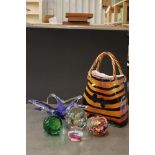 Laguna glass handbag, paperweights & unusual Murano dish