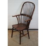 Good elm high back hoop Windsor armchair