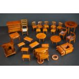 Collection of wooden dolls house furniture