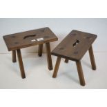 Pair of oak fireside stools