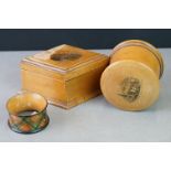 Mauchline Ware, a St Andrews Church Chippenham string box, another Chippenham box & a Tartan Ware