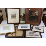 French Natural History Engraving together Oil Painting on Canvas, Cecil Aldin Print, Watercolour