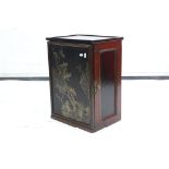Japanese Painted and Lacquered Hanging Wall Cabinet, the single door with chinoiserie type