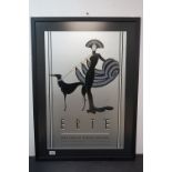 1980 Art Deco style ' Erte ' Poster depicting a Lady walking a Greyhound published by Mirage