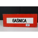 Mid century Enamel Sign ' Gasnica ', 36cm x 14cm