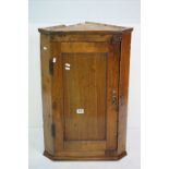 George III Fruitwood Small Hanging Corner Cabinet, the single door opening to two shelves, with key,