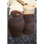 Terracotta Chimney Pot 61cm high and a Terracotta Garden Urn 53cm high