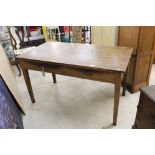 Early 20th century ' Heals ' type Oak Writing Table or Desk, the two drawers with later add