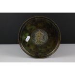Bronze tray with royal brass crown to centre
