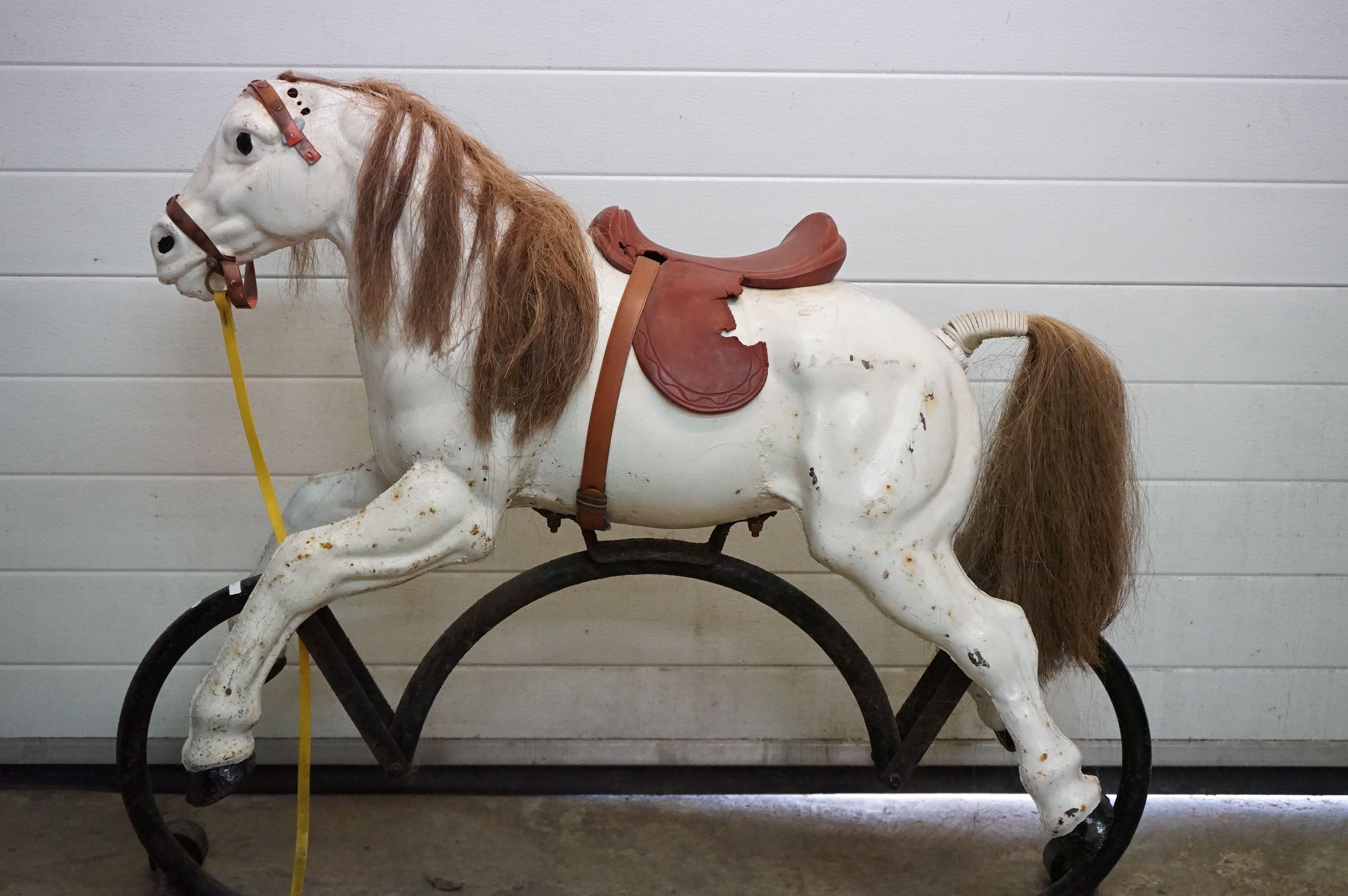 Mid century Metal Rocking Horse (lacking ears), 110cm long x 92cm high - Image 7 of 8