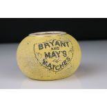 Advertising - Early 20th century ' Bryant and May's Matches ' Matchstriker, 10cm diameter