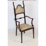 Late 19th / Early 20th century Art Nouveau Mahogany Elbow Chair, 123cms high x 50cms wide