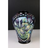 Moorcroft Limited Edition Vase in the Siberian Iris pattern designed by Sian Leeper, signed by her