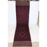 Wool Hand Knotted Meshwani Runner Rug, 241cm x 67cm