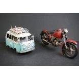 Contemporary tinplate motorcycle & similar VW campervan