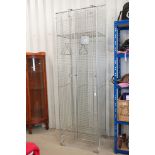 20th century Galvanised Steel Mesh Two Section Locker, each section with shelf above a hanging