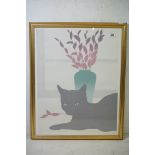 Leonardo, a signed limited edition serigraph of a cat on a windowsill, titled ' Aristocat '
