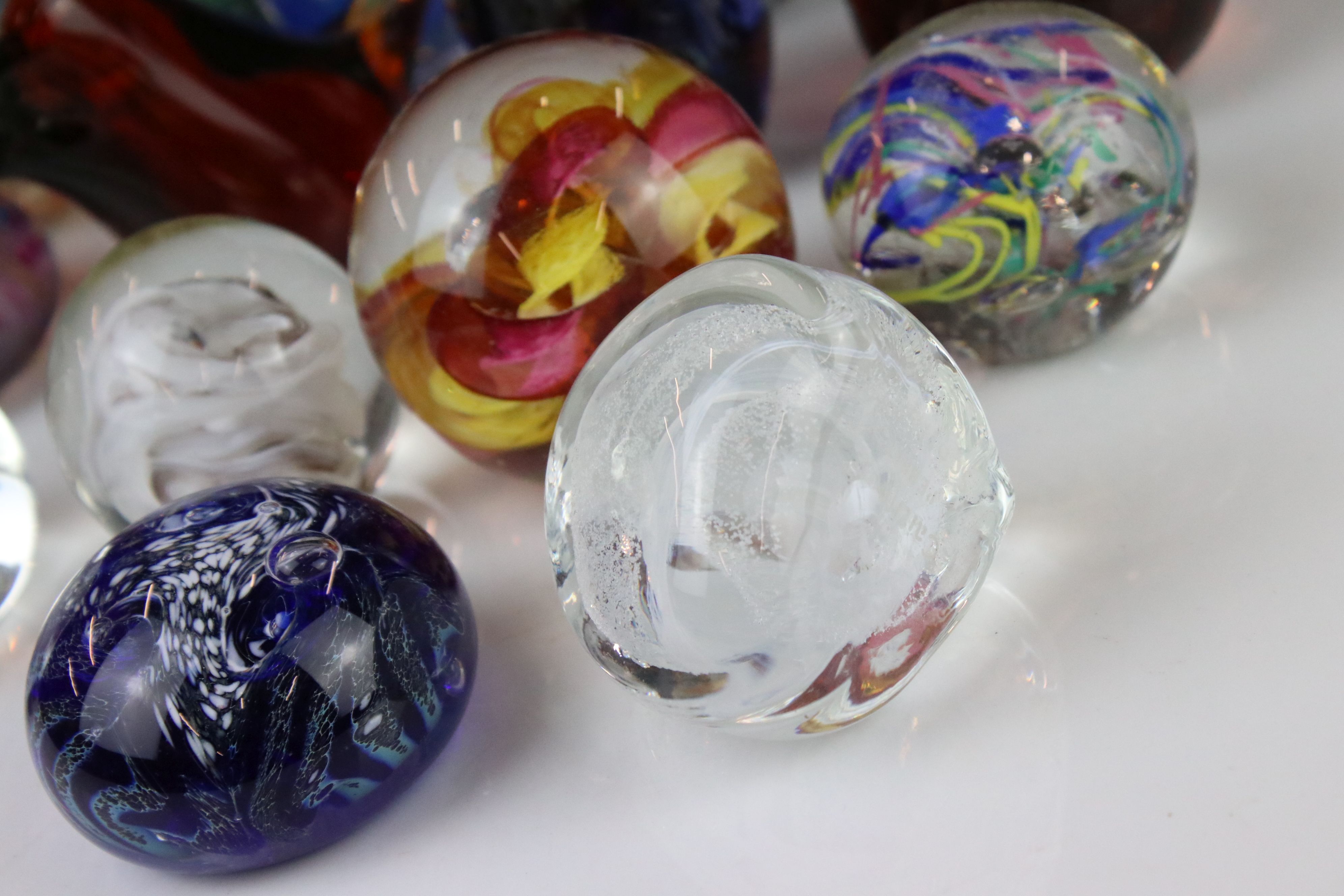 Eighteen Glass Paperweights including Royal Brierley iridescent, Selkirk, Murano, Isle of Wight, - Image 2 of 6