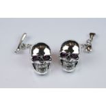 Pair of silver skull cufflinks