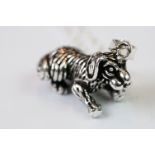 Silver articulated dog pendant on silver chain