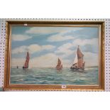 Oil Painting on Canvas depicting Sailing Barges on River Blackwater, signed S Cook 1973, 74cm x