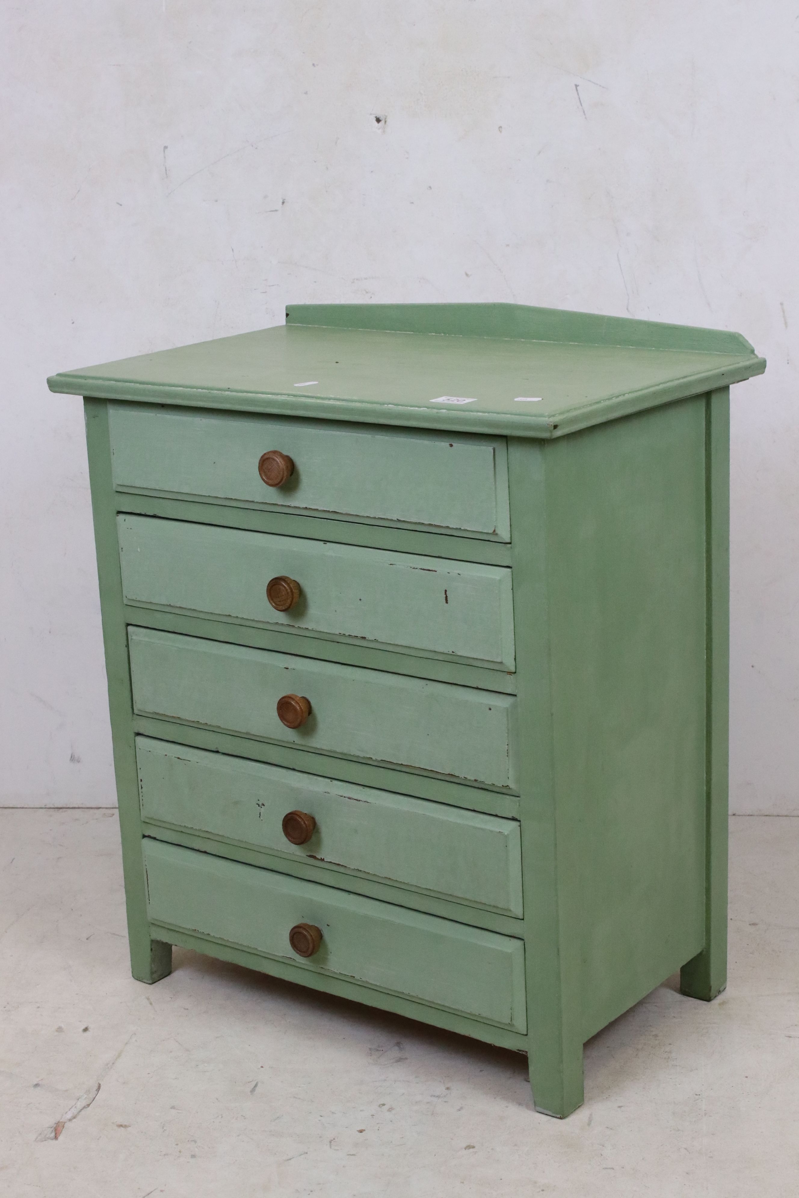 Green Painted Chest of Five Drawers, 64cm wide x 75cm high