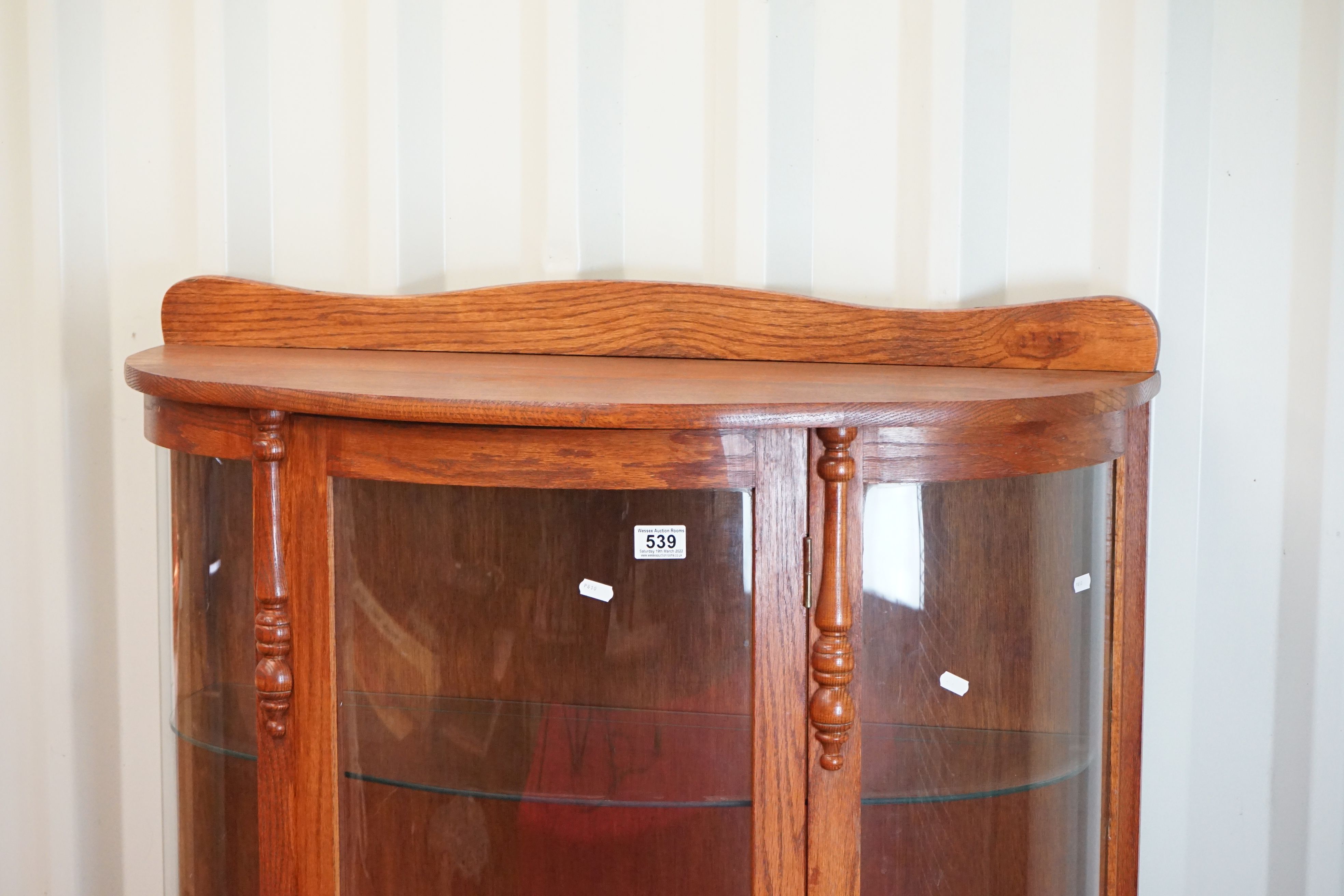 Early to Mid 20th century Oak Demi-lune Display Cabinet, the single door opening to three adjustable - Image 2 of 8