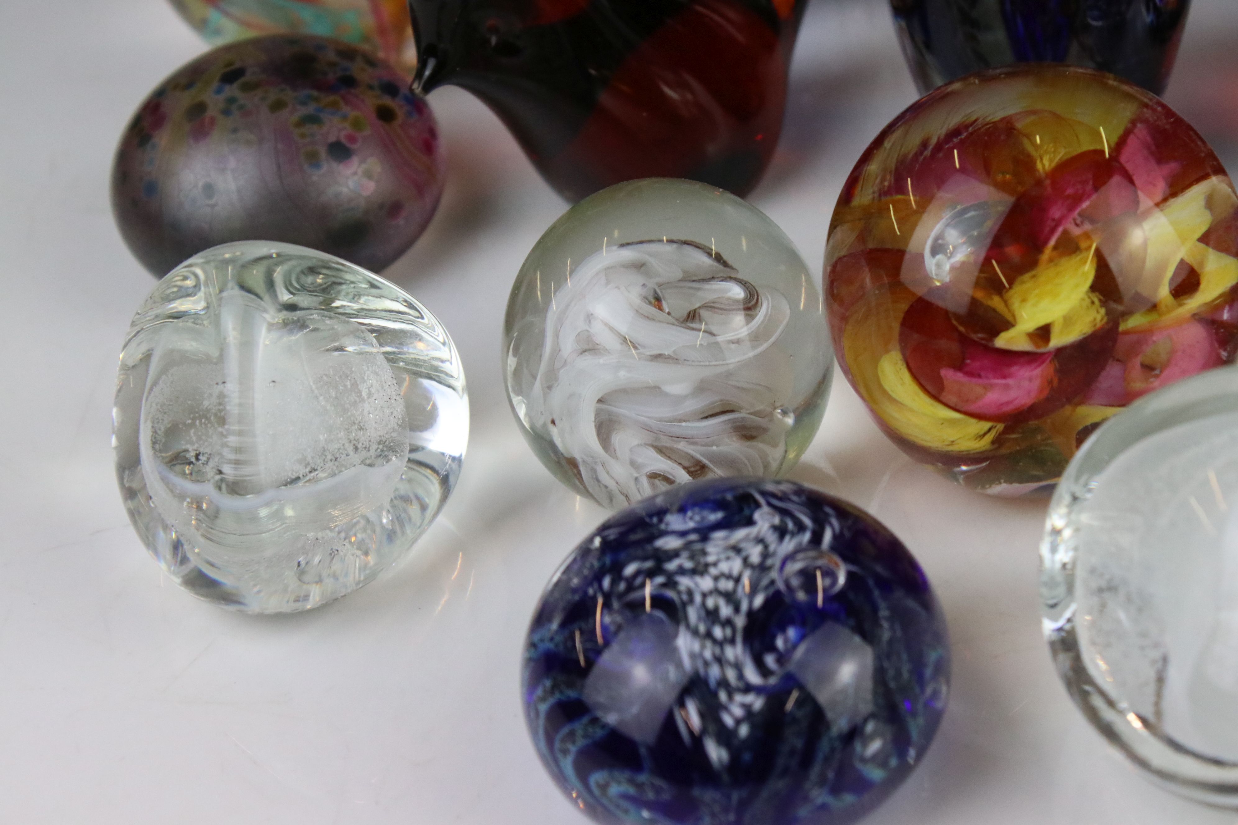 Eighteen Glass Paperweights including Royal Brierley iridescent, Selkirk, Murano, Isle of Wight, - Image 3 of 6