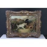 Jean Langlois (1855-1904), Oil Painting on Canvas of Two Small Dogs ratting, signed, 32cm x 22cm,